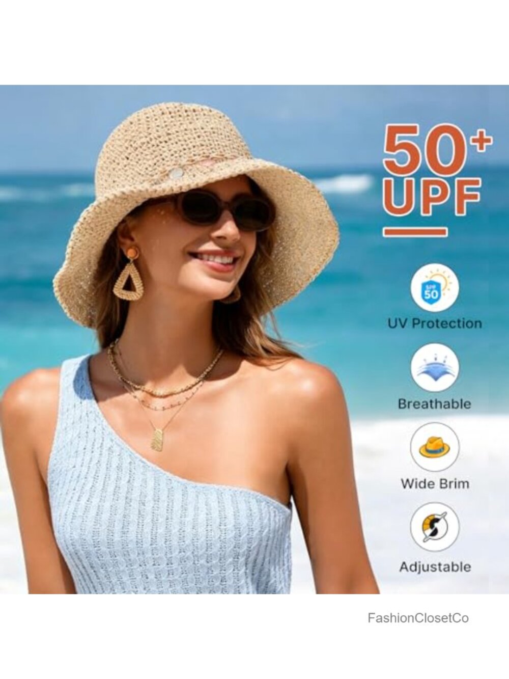 Handcrafted Paper Straw Bucket Hat with UPF 50+ Sun Protection, Foldable & - Picture 5 of 6